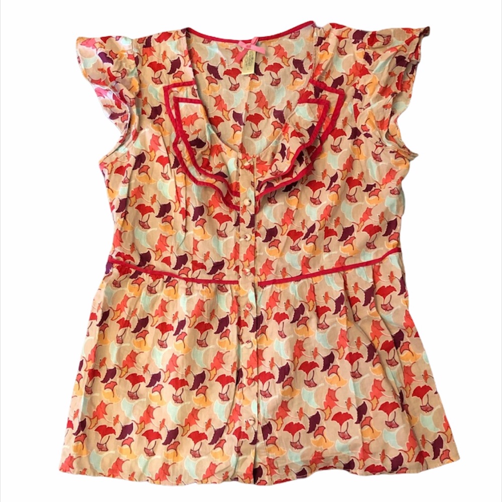 Cheery Floral Ruffle Button Up